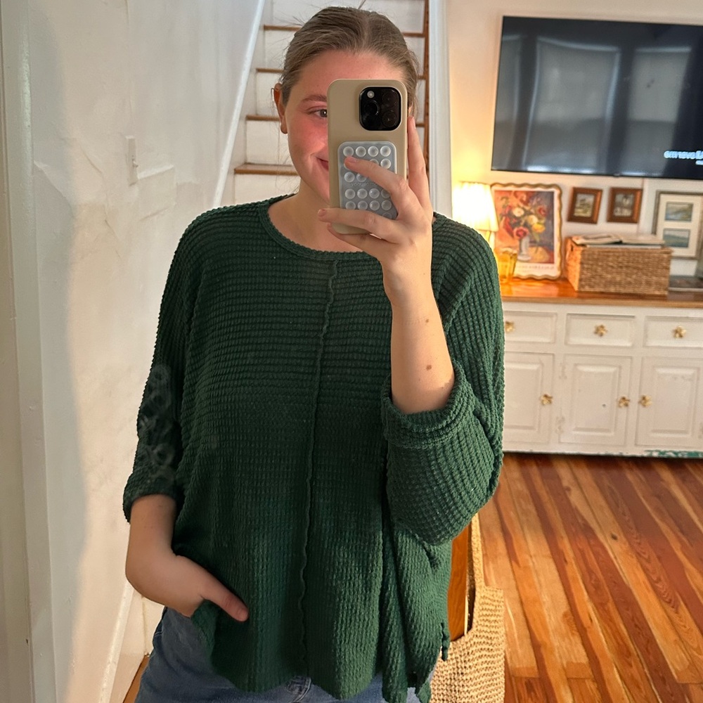 Zenana Outfitters Forest Green Crew Neck Sweater